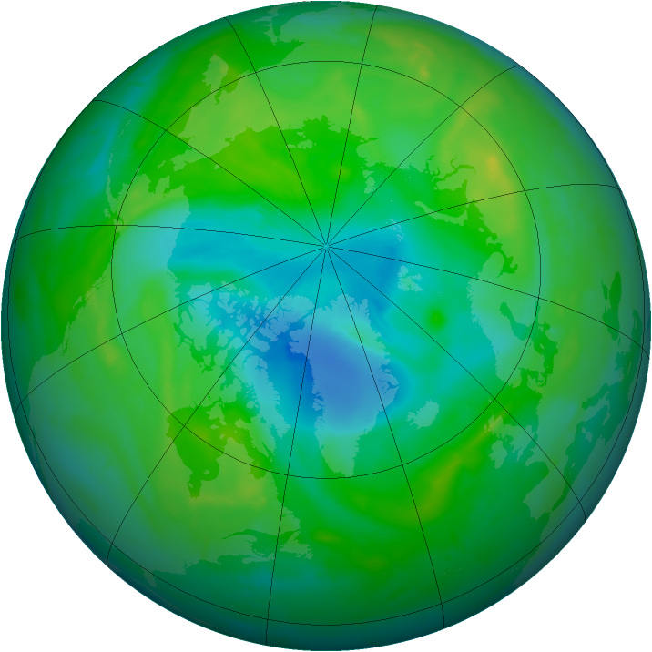 Arctic ozone map for 19 August 2010